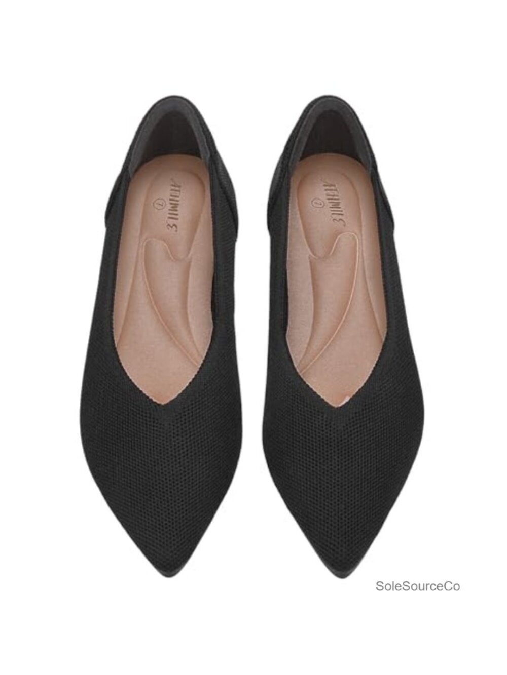Pointed Toe Knit Ballet Flats Memory Foam Comfortable Work Shoes Women